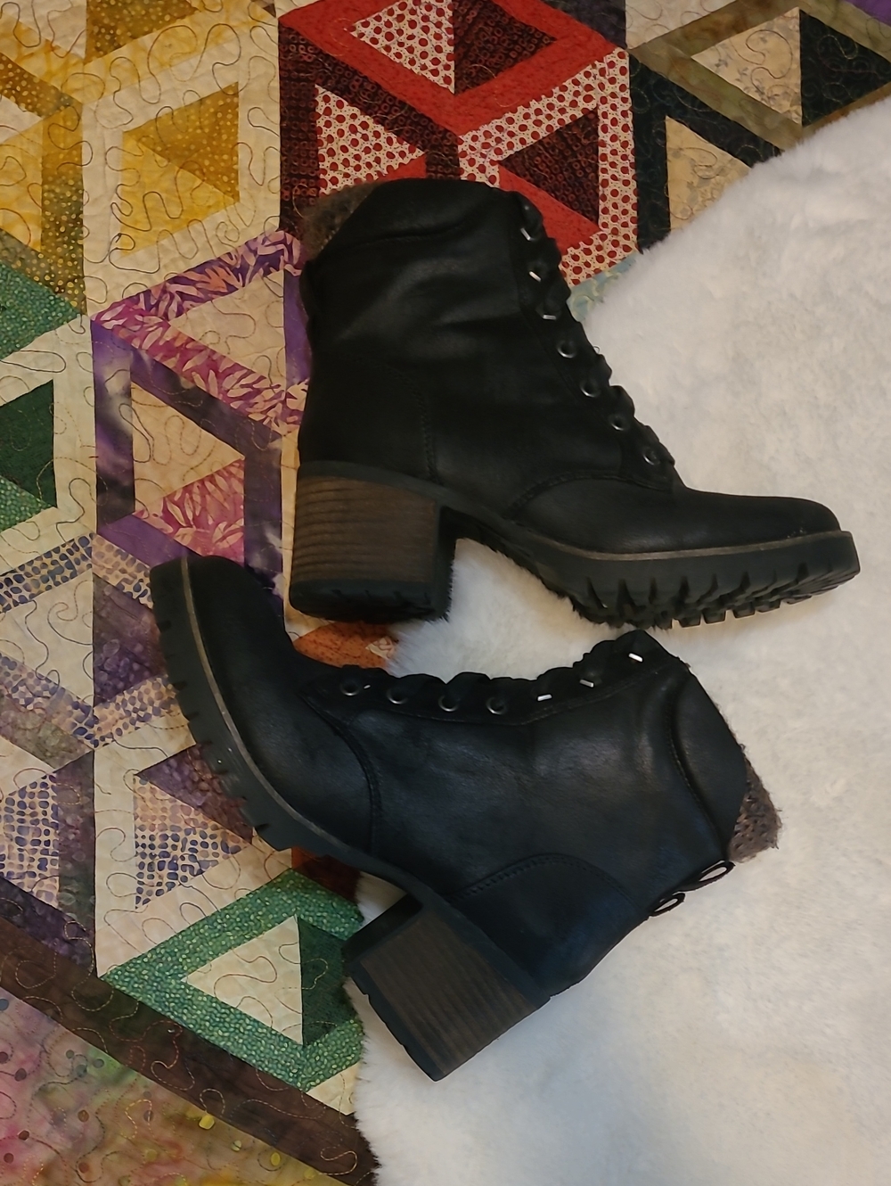 Carlos Santana Black Lace Up Casual Brown Ankle Combat Boots 8.5